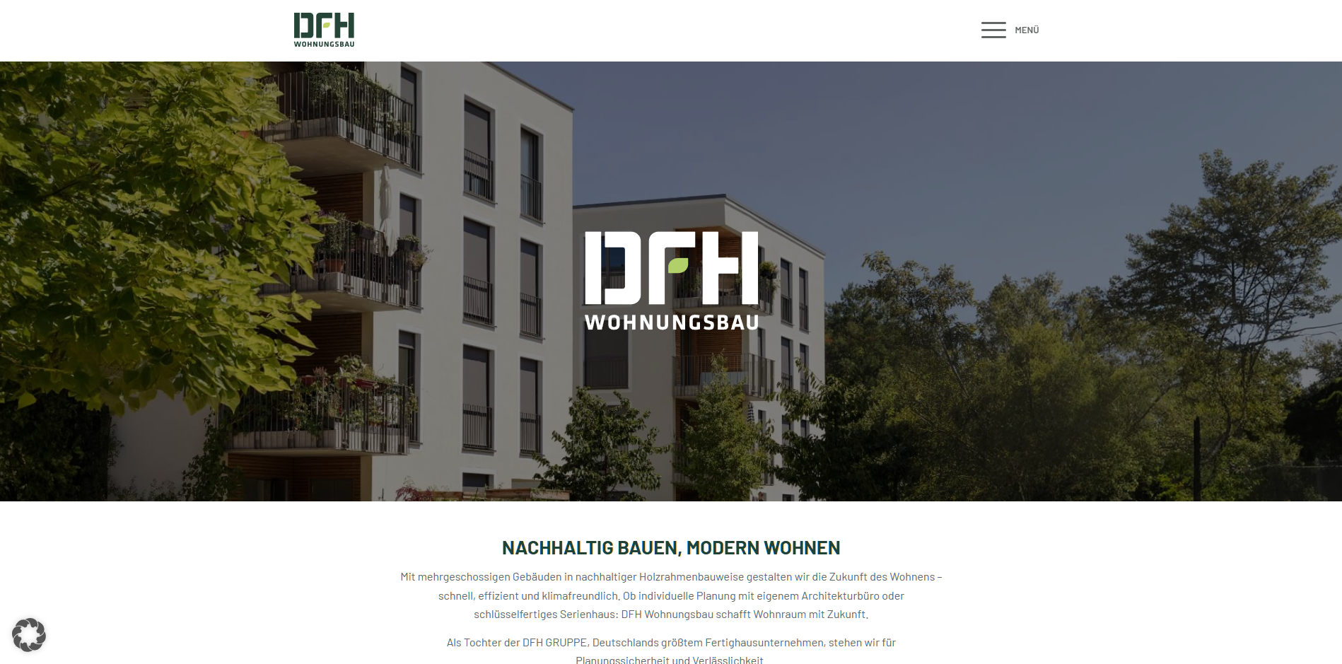 Screenshot dfh-wohnungsbau.de